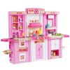 VEVOR Kitchen Playset Kids Pretend Cooking Play Toy 74 Piece Accessories Pink