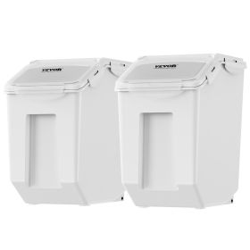 VEVOR Ingredient Storage Bin, 2 x 15L Dispenser Bin with 2 Measuring Cups, Attachable Casters and Airtight Lid, 2 Pcs/Set Dog Pet Food Storage Contain