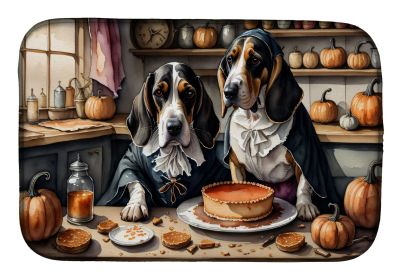 Basset Hound Fall Kitchen Pumpkins Dish Drying Mat Absorbent Dish Drying Mat Pad for Kitchen Counter Dish Drainer Mat for Countertop, 14 x 21", Multic