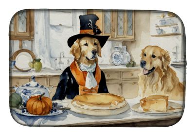Golden Retriever Fall Kitchen Pumpkins Dish Drying Mat Absorbent Dish Drying Mat Pad for Kitchen Counter Dish Drainer Mat for Countertop, 14 x 21", Mu