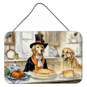 NEW Golden Retriever Fall Kitchen Pumpkins Wall or Door Hanging Prints Aluminum Metal Sign Kitchen Wall Bar Bathroom Plaque Home Decor, 8HX12W, Multic