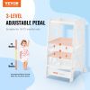 VEVOR Tower Step Stool, 3-Level Height Adjustable Toddler Step Stools for Kids, Kitchen Stool Bamboo Standing Tower Learning Stool with Safety Rail fo