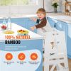 VEVOR Tower Step Stool, 3-Level Height Adjustable Toddler Step Stools for Kids, Kitchen Stool Bamboo Standing Tower Learning Stool with Safety Rail fo