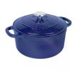 Cooking Pot Indigo Saucepan Cast Iron 5.5 Quart Enameled Dutch Oven Caste Iron Cookware Tableware Kitchen Dining Bar Home Garden