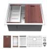 Lordear Undermount Stainless Steel Kitchen Sink Ledge Workstation Deep Single Bowl 16 Gauge Kitchen Sink Basin