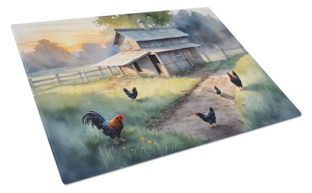 Chicken Coop at Dawn Glass Cutting Board Decorative Tempered Glass Kitchen Cutting and Serving Board Large Size Chopping Board (Default: Default)