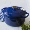 Cooking Pot Indigo Saucepan Cast Iron 5.5 Quart Enameled Dutch Oven Caste Iron Cookware Tableware Kitchen Dining Bar Home Garden