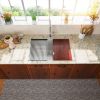 Lordear Undermount Stainless Steel Kitchen Sink Ledge Workstation Deep Single Bowl 16 Gauge Kitchen Sink Basin