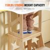 VEVOR Toddler Step Stool, Natural Pine Wood Kids Kitchen Stool with Safety Rail, Standing Tower Learning Stool for Bedroom Bathroom Kitchen Counter, 1